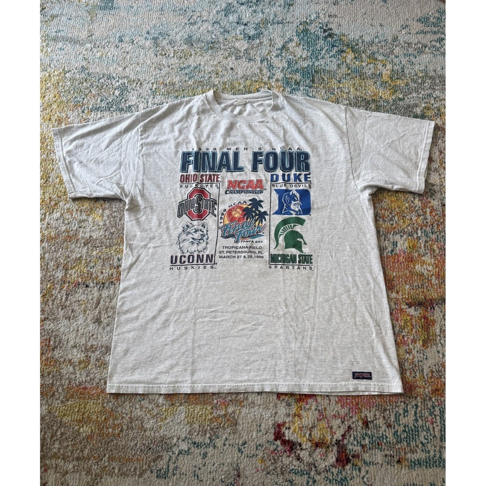 Vintage 1999 Men's NCAA Final Four Tee JanSport Grey Graphic T-Shirt
